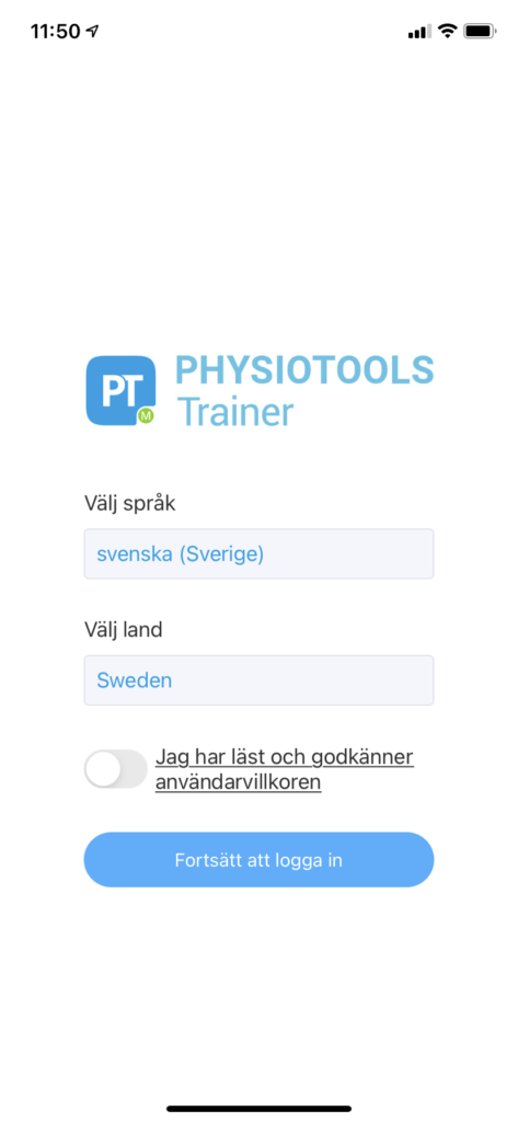 Inlogg 1 - Physiotools Trainer